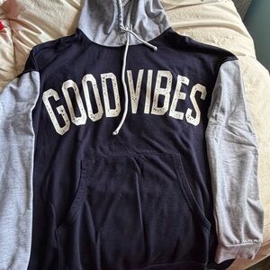 Good Vibes Black and Gray Hoodie